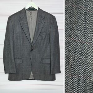 Lauren Ralph Lauren Sport Coat Blazer Gray Wool Herringbone size 41R Vintage